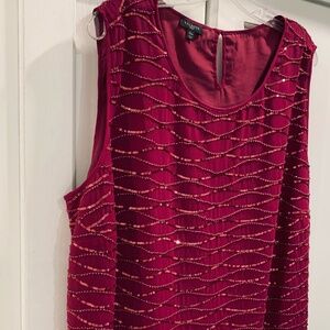 Talbots Sleeveless Beaded Raspberry Blouse 20W